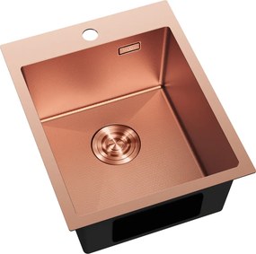 Mexen Solix, 1-komorový nerezový drez 400 x 500 mm, brúsená meď, vzor voština, 6406401000-65HC