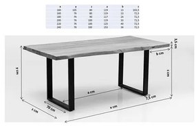 Symphony stôl akáciový hnedý/ strieborný 180x90