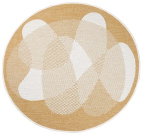 Dekorstudio Obojstranný okrúhly koberec na terasu DuoRug 5835 - žltý Priemer koberca: 120cm
