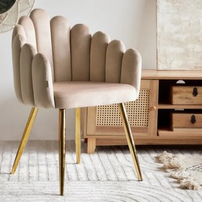 Jedálenská stolička LANA zamatová béžová 850054
