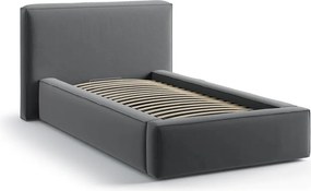 Sivá čalúnená jednolôžková posteľ s úložným priestorom s roštom 90x200 cm Jodie – Micadoni