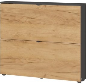 Výklopná závesná skrinka na topánky v dekore duba v antracitovo-prírodnej farbe 100x85x19 cm Renell – Germania