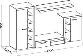Obývacia stena Rumba, biela