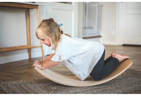 Sivá/v prírodnej farbe balančná doska z borovicového dreva 80x30x18 cm Montessori – Meowbaby