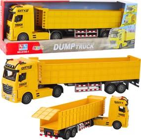 LEAN Toys Prepravný kamión so zdvíhacím návesom, svetlá, zvuky, žltý