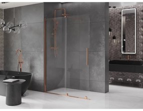 Mexen Velar, posuvné dvere do otvoru typ Walk-In 150 cm, 8mm číre sklo, ružové zlato, 871-150-000-03-60