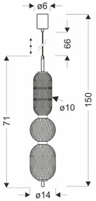 LED luster na lanku PUMA LED/15W/230V pr. 14 cm čierna