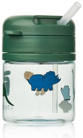 LIEWOOD Detská fľaša so slamkou Pavia Dinosaurus Mist 280 ml