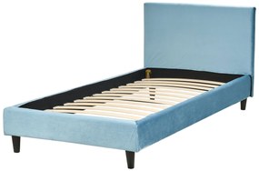 Zamatová posteľ 90 x 200 cm svetlomodrá FITOU Beliani