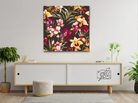 Gario Diamantové maľovanie Kvetinové pozadie orchidea Rozmery: 50 x 50 cm, Rámovanie: Iba zrolované plátno, Diamanty: Štvorcové