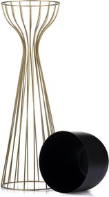 KOVOVÝ KVETINÁČ SO STOJANOM GLAM 68X20 CM ČIERNA/ZLATÁ