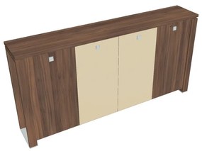 Stredná šatníková skriňa Verno+ S 260 x 46 x 130 cm, kombinované dvere, orech / vanilka