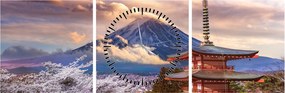 Obraz - Hora Fuji (s hodinami) (90x30 cm)