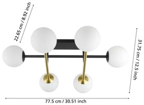Eglo 390176 - Prisadený luster PAZ 6xE14/40W/230V zlatá/čierna