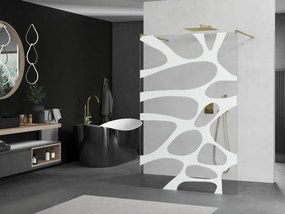 Mexen Kioto, sprchová zástena Walk-In 100 x 200 cm, 8mm číre sklo biely vzor, zlatý matný profil, 800-100-002-55-97