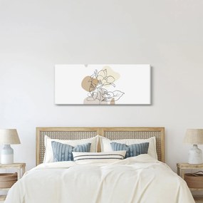 Obraz - Béžové kvety s motýľom N⁰1 (120x50 cm)