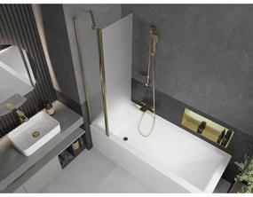 Mexen Flip, vaňová zástena 1-krídlová 80 x 150 cm, otočné krídlo, 6 mm námraza sklo, zlatý profil, 894-080-101-50-30