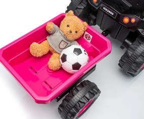 Elektrický traktor Milly Mally s prívesom ružový