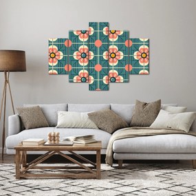 Obraz - Retro vzor s kvetmi (150x105 cm)