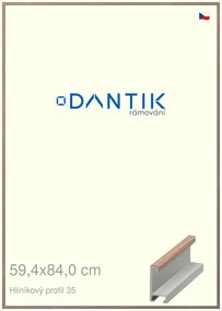 DANTIK rám na obraz 59,4x84 | ALU Dýha ořech raw (Plexi Čiré)