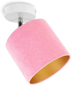 Stropné svietidlo MEDIOLAN, 1x ružové/zlaté textilné tienidlo, (výber z 2 farieb konštrukcie - možnosť polohovania)
