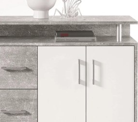 Komoda Drift, šedý betón/biela
