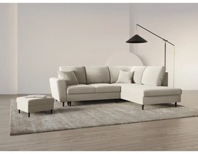 Béžová zamatová rozkladacia/s úložným priestorom rohová pohovka (pravý roh/do L) Kyoto – Cosmopolitan Design