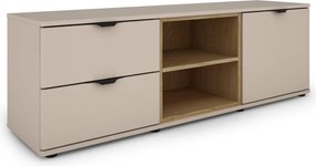 TV skrinka so zásuvkami Avola, 140 cm, béžová kašmír/dub cremona