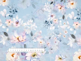 Biante Zamatový štvorcový obrus Tamara TMR-044 Jarné kvety na nebesky modrom 130x130 cm