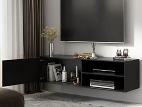 AKCIA Závesná TV skrinka MEORATI 150x40 cm, čierna/dub artisan II. akosť