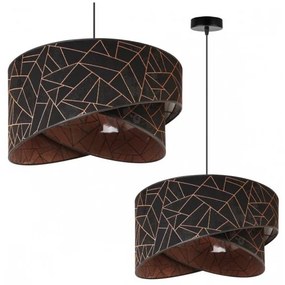 Závesné svietidlo Werona 6, 1x čierne textilné tienidlo so vzorom, c