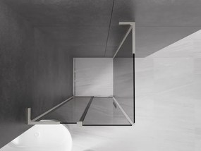 Mexen Velar L, sprchový kút s posuvnými dverami 110 x 110 cm, 8mm šedé sklo, brúsená oceľ, 871-110-110-43-97