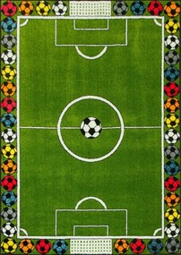 Detský koberec Rainbow 11377/130 futbalové ihrisko, zelený