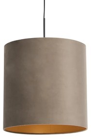 Závesné svietidlo s taupe zamatovým tienidlom so zlatom 40 cm - Combi