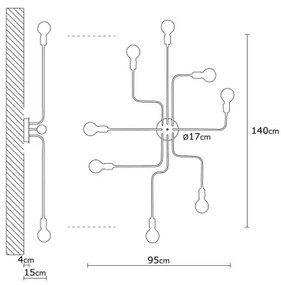 Prisadený luster TRUVA 8xE27/40W/230V
