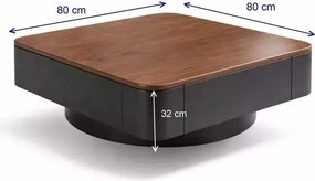 LuxuryForm DESIGN Konferenčný stolík MODENA 80 × 80 cm – hnedý, čierny (set)