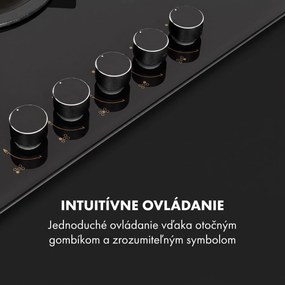 Klarstein Goldflame 5 plynová varná doska 5 horákov mosadzné horáky čierna sklokeramika
