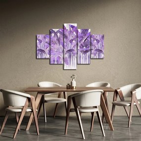Obraz - Fialové listy v omietke (150x105 cm)
