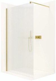 CERANO - Sprchová zástena Walk-in Onyx Ľ/P - guľatá vzpera - zlatá kartáčovaná, ryhované sklo - 100x200 cm, CER-CER-8050BD328