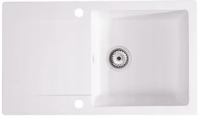 Sink Quality Ferrum, kuchynský granitový drez 770x450x190 mm + sifón, biela, SKQ-FER.W.1KDO.X