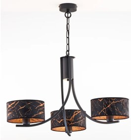 Jupiter 2106- Luster na reťazi ARTHUR 3xE27/15W/230V čierna/oranžová/mramorový dekor
