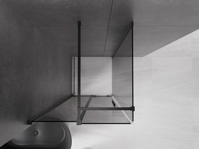 Mexen Velar, sprchový kút s posuvnými dverami 100 x 100 cm, 8mm šedé sklo, čierna matná, 871-100-100-41-70