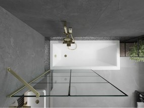 Mexen Next, 1-krídlová vaňová zástena 100 x 150 cm, 6mm číre sklo - čierny vzor, zlatá matná, 895-100-000-00-77-55