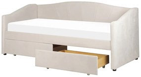 Jednolôžková posteľ 200 x 90 cm Vitto (béžová) (s roštom a úložným priestorom). Vlastná spoľahlivá doprava až k Vám domov. 1076506