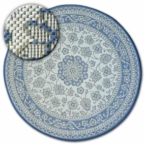 Koberec SIZAL FLAT  kruh 48691/591 kvety nebeský