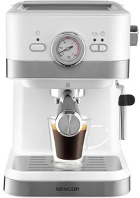 Sencor pákový espresso kávovar 1050W/230V biely/matný chróm