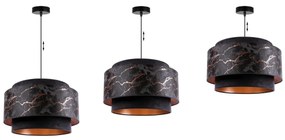 Závesné svietidlo Werona duo 3, 1x čierne textilné tienidlo so vzorom, c