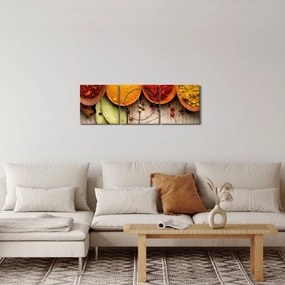 Obraz - Korenie na dreve (s hodinami) (90x30 cm)