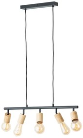 Brilliant - Luster na lanku TIFFANY 5xE27/28W/230V čierna/bambus