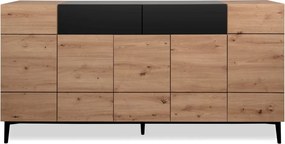 Široká komoda so zásuvkami Nola, dub artisan/čierna